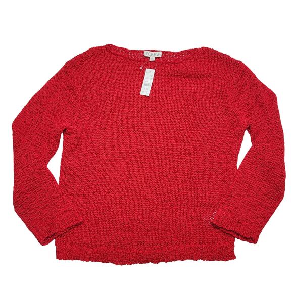 J Crew Montauk Pullover Sweater Vintage Red Loose Knit Wide Neck Relaxed Small - Picture 3 of 8